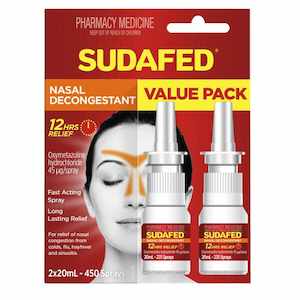 Medicines Allergy Hayfever: Sudafed Nasal Decongestant Spray 20mL 2pk