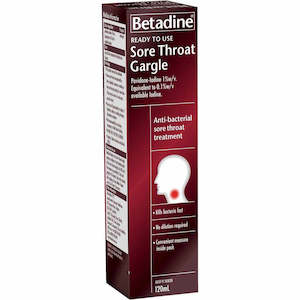 Betadine Ready To Use Sore Throat Gargle 120ml