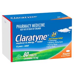 Medicines Allergy Hayfever: Claratyne Tabs 10mg 80s