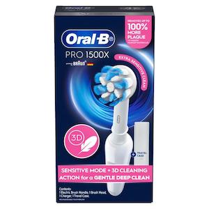 Oral B Pro 1500X Extra Sensitive White Electric Toothbrush White