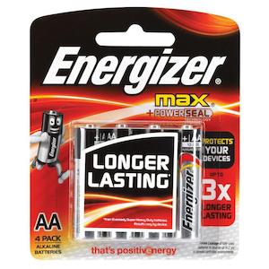 Energizer MAX  AA BATTERY 4pk