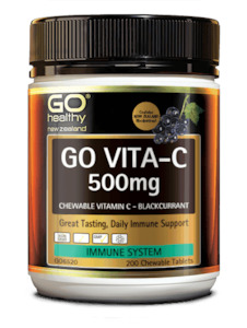 Go Healthy: Go Vita-C 500Mg - Chewable Vitamin C - Blackcurrant (200 C-Tabs)