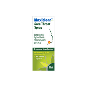 Maxiclear Sore Throat Spray 3mg/mL 30mL