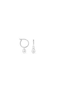 EarSense Silver Click Hoop With Pearl Drop