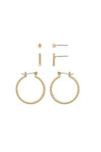 EarSense Gold Cluster/Bar/Hoop Trio