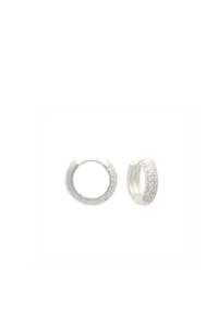EarSense Silver Pave Round Crystal Huggie