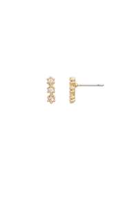 EarSense Triple Cubic Zirconia Post Stud Gold