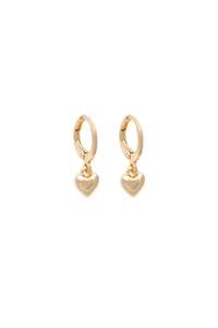 EarSense Gold Puff Heart Drop Hoop