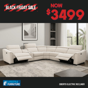 Sofas: Oberto Electric Recliner Corner Lounge Suite