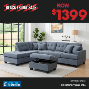 Sofas: Rolland Sectional Sofa with Ottoman