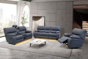 Recliner Sets: Calton 3-Piece Recliner Sofa Set - Dark Grey