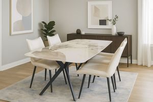 Dining: Jade 5 Piece Dining set with Liva Beige Chairs