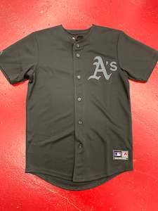 Mlb Jerseys: *MLB OAKLAND A'S BLK/BLK JSY 5148