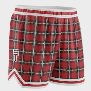 Triple Threat: TT ADULTS SHORTS TARTAN RED