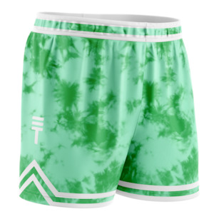 Triple Threat: TT TIE DYE SHORTS LIME ADULTS