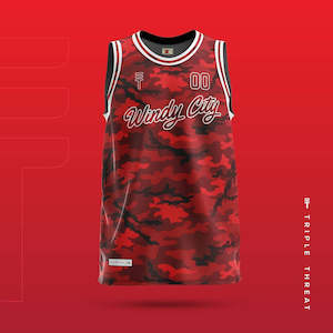 Triple Threat: TT WINDY CITY SINGLETS RED  ADULTS