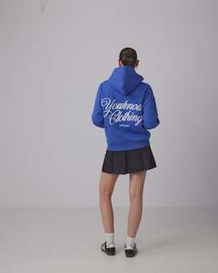 YOU KNOW SCRIPT ZIP HOOD COBALT