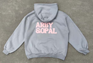 Arby N Opal Staple Hoods: ARBY N OPAL STAPLE HOOD GREY/BABY PINK