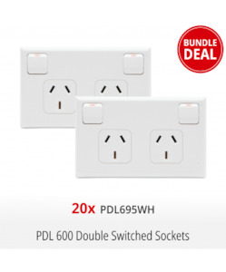 Products: Bundle PDL695WH 20x PDL 600 Double Switched Socket 10A White