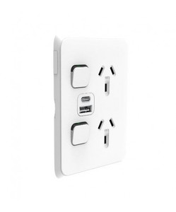 Products: PDL392USBAC-VW PDL Iconic Double Switched Socket 10A + USB A+C Vivid White