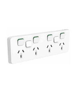 Products: PDL395H4XXUA-VW PDL Iconic Switched Socket + Switches 4-gang 10A Vivid White