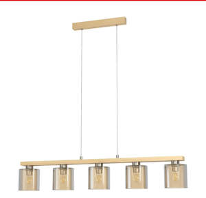 Kitchen Lighting Collection: Satin Nickel & Amber 5-Light Pendant BWBL-HP/5