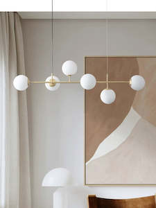 Kitchen Lighting Collection: Unique Stylish Brushed Gold Kitchen Bar Llight with 6 Milky Glass Ball UQ0206MYG