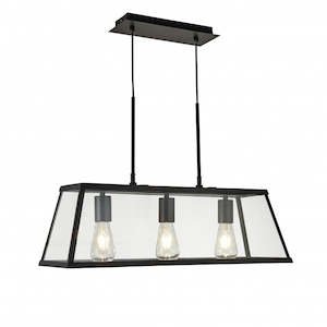 Kitchen Lighting Collection: Decorative 3 Light Modern Pendant in Black