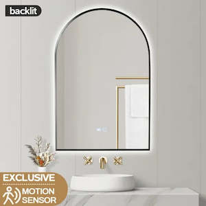 Backlit Gunmetal Arched LED Wall Mirror ABLED6090GMG-S