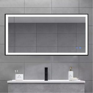 Led Mirrors: 750X600x40mm Rectangle LED Mirror with Demister Touch Sensor Switch Wall Mounted Vertical or Horizontal