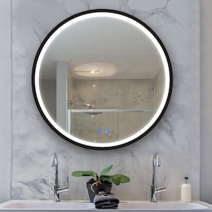 Led Mirrors: 700x700x40mm Round Bathroom LED Mirror with Demister Touch Sensor Switch Wall Mounted