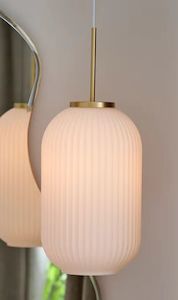 Single Pendant: Modern Ribbed Glass Pendant Light – Brass PLR1420