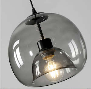 Smokey Grey Glass Pendant Light – Modern Hanging Light Fixture | Model GX-P105