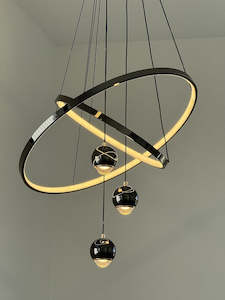 Modern Chandelier: Cluster LED Pendant Light Mirror Black GX-P357MB