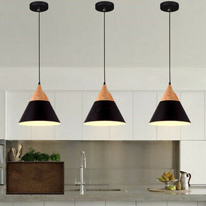 Feature Promotion: 250mm Large Nordic Modern Looking Black Wood finish Pendant Light PL0125B
