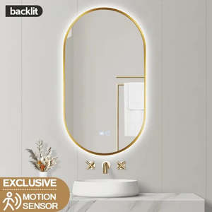 500*900MM Backlit Brushed Gold/Gunmetal Grey Oval Led Mirror