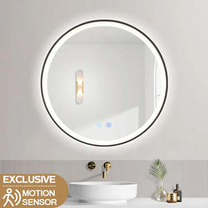 600x600x40mm Round Bathroom LED Mirror with Demister Touch Sensor Switch Wall Mounted