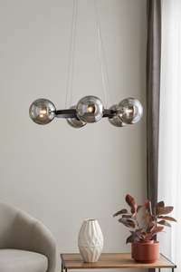 Circle Smoked Black Glass Multi-Head Ceiling Pendant Light CIR6-15MG