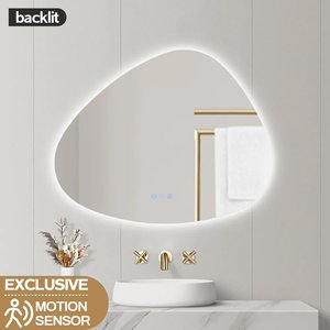 Led Mirrors: 1210x990mm Special LED Wall Mirror with Motion Sensor Auto On Demister Touch Switch 3 Colours Lighting on 20mm Rim