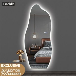 Led Mirrors: 1800x800mm Irregular Backlit Frameless Wall-mounted LED Full Length Mirror with Motion Sensor
