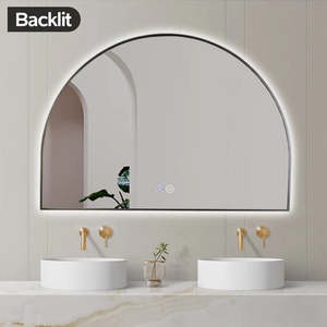 Led Mirrors: Bathroom 1200x800mm Arched Gunmetal Metal Framed LED Mirror