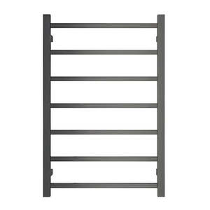 Heated Tower Rail: 750Hx500Wx120D mm Square Gunmetal Grey Heated Towel Rail 7 Bars