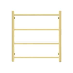 Heated Tower Rail: 520Hx500Wx120D mm Square Gold Electric Heated Towel Rail 4 Bars