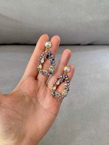Oval Crystal Hoop Earrings (2 colors)