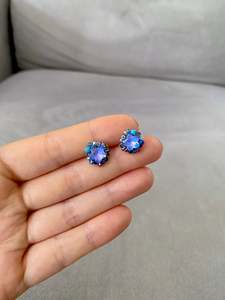 Blue Crystal Cluster Stud Earrings