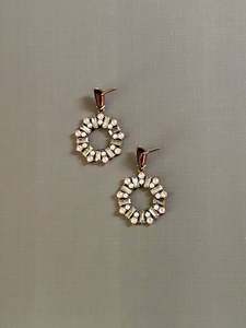 Circular Crystal Drop Earrings