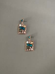 Swarovski: Swarovski Teal Mosaic Rectangle Drop Earrings