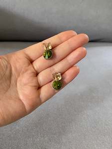 Swarovski: Swarovski Champagne Cube & Olive Drop Earrings