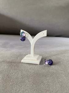 Swarovski AB Cube & Violet Drop Earrings