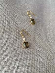 Smoky Crystal Pearl Drop Earrings
